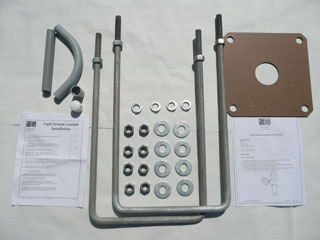 Anchor kit for basketball poles and light anchors, includes conduit.